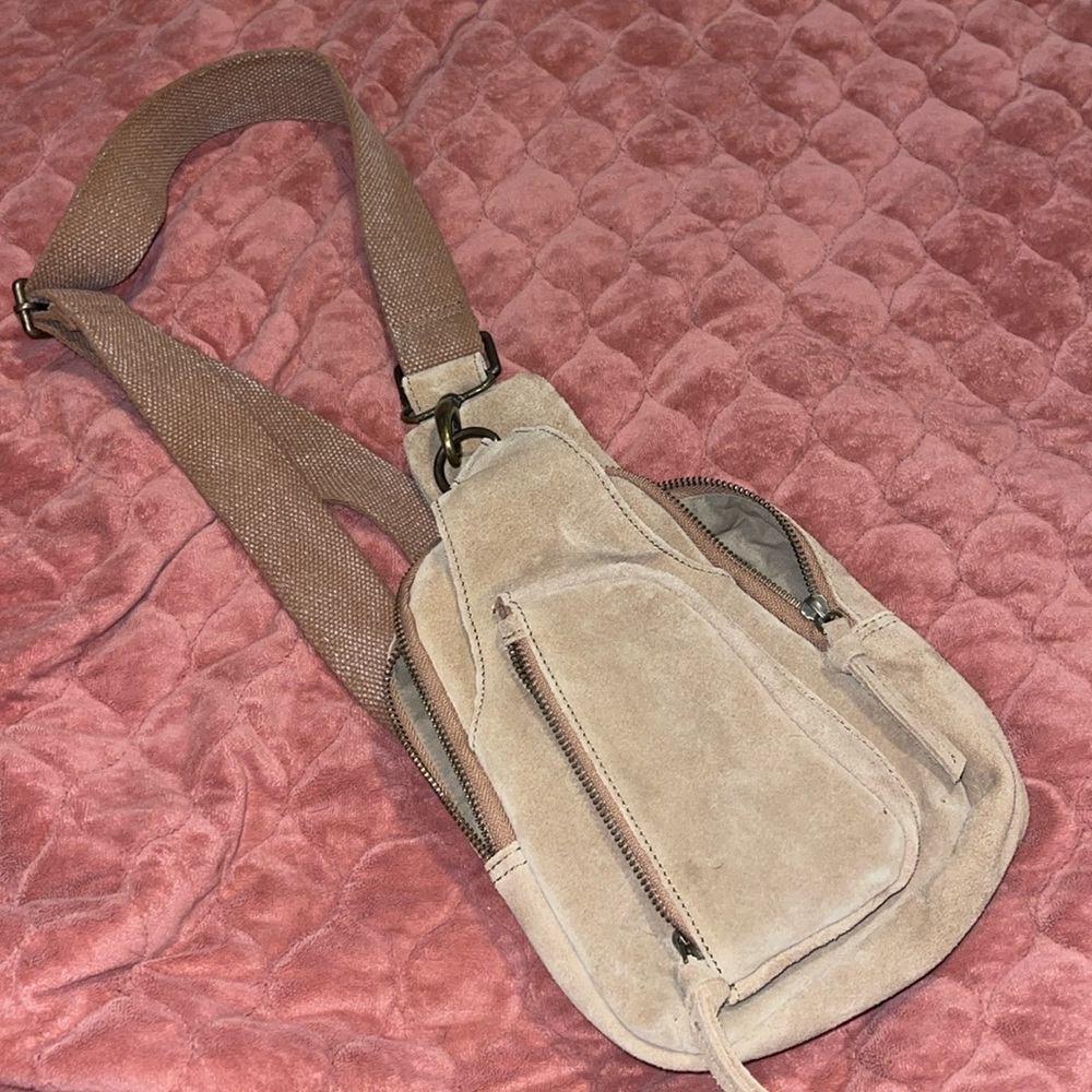 Free People Brown Leather Hudson Sling Crossbody